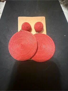 Red Spiral Statement Drop Earrings - Women Jewelry